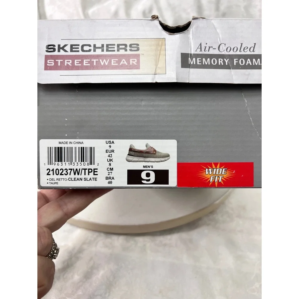 Skechers Del Retto Clean Slate Taupe Wide Fit Boat Shoes 210237W Mens 9 NIB